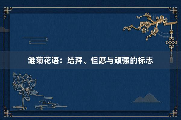 雏菊花语：结拜、但愿与顽强的标志